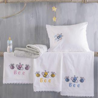 Rythmos Honey Bee - Σετ Σεντονια Βρεφικα 3 Τεμ. Kenthma Σιελ 105X160