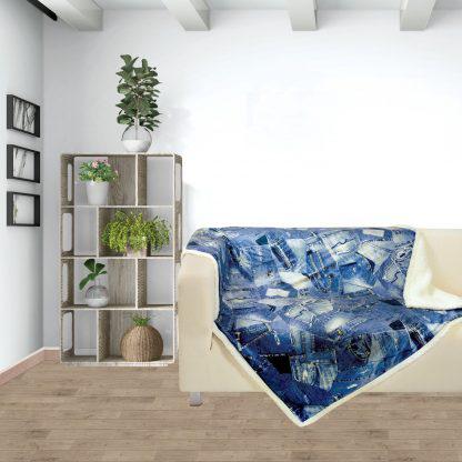 Das Home Κουβερτα Fleece Print Σχ.370 130X160 Μπλε Μπλε