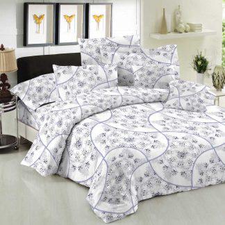 Κομβος Σετ Σεντονια Μονα Λαστιχο 100x200+20 Cotton Line Printed Rosella Royal Blue