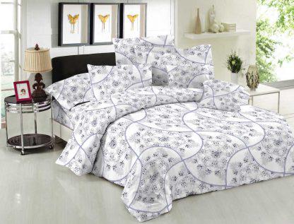 Κομβος Σετ Σεντονια Μονα Λαστιχο 100x200+20 Cotton Line Printed Rosella Royal Blue