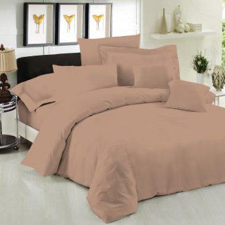 Σεντόνι Μεμονομένο LeBlanc Μονόχρωμο Polycotton 50/50 TC144 Light Brown Μονό με λάστιχο 100x200+35