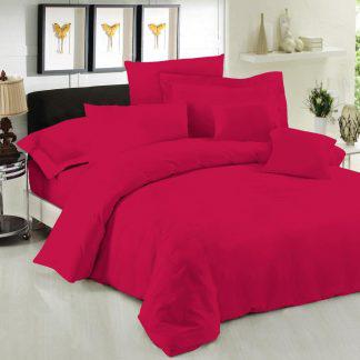 Σεντόνι Μεμονομένο LeBlanc Μονόχρωμο Polycotton 50/50 TC144 Cherry Μονό με λάστιχο 100x200+35