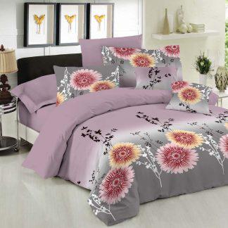 Σετ Σεντόνια Le Blanc Premium Cotton 100% Chrysanthemum Lilac Μονά 170x270