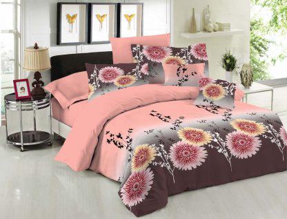 Σετ Σεντόνια Le Blanc Premium Cotton 100% Chrysanthemum Peach Μονά 170x270