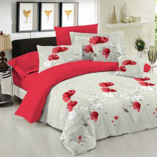 Σετ Σεντόνια Le Blanc Premium Cotton 100% Anemone Red Μονά 170x270