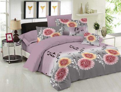 Σετ Πάπλωμα Le Blanc Premium Cotton 100% Chrysanthemum Lilac Υπέρδιπλο 220x240