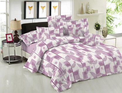 Σετ Πάπλωμα Le Blanc Premium Cotton 100% Leaves Lilac Υπέρδιπλο 220x240