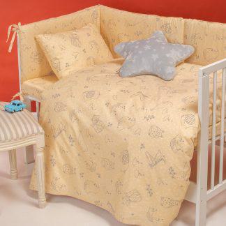 Melinen Home Σεντόνι Αγκαλιάς 85x110 Baby Line Happy Yellow