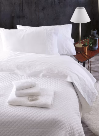 Shiraz - Σετ Σεντονια Με Δαντελα 4 Τεμ. Υπερδιπλο (230x260) Λευκο