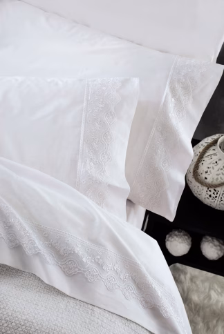 Νενα - Σετ Σεντονια Με Δαντελα 4 Τεμ. Υπερδιπλο (230x260) Λευκο