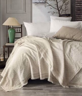 Mendina - Κουβερτα Λινο Με Βαμβακι Υπερδιπλο (220x260) Μπεζ