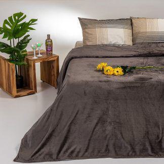 Melinen Κουβερτα Flannel Υπερδιπλη Tokyo Brown Grey 220x240 Brown Grey