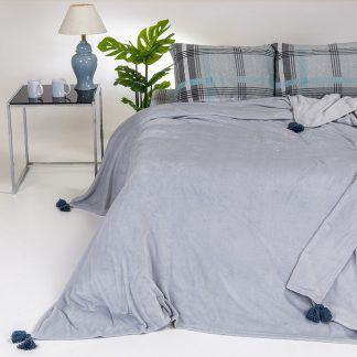 Melinen Κουβερτα Flannel Υπερδιπλη Berlin Light Grey 220x240 Light Grey
