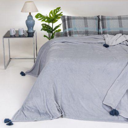 Melinen Κουβερτα Flannel Υπερδιπλη Berlin Light Grey 220x240 Light Grey
