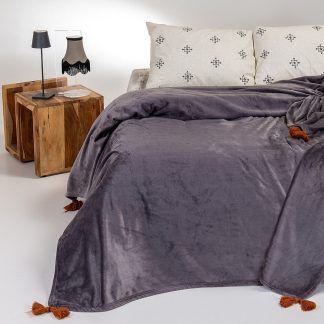 Melinen Κουβερτα Flannel Υπερδιπλη Berlin Dark Grey 220x240 Dark Grey