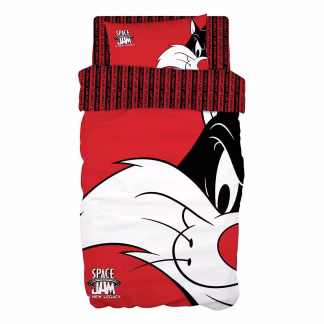 Σετ Κουβερλί Μονό Art 6192 Space Jam Sylvester 160x240 Κόκκινο