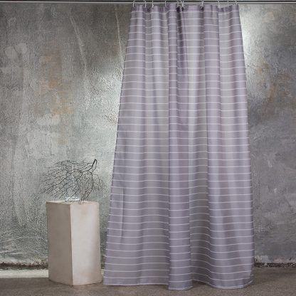 Melinen Home Κουρτινα Μπανιου 180X180 Stripe Grey 180(Υ)