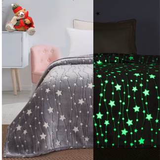 Κουβέρτα Μονή Φωσφορίζουσα Flash Art 6136 160x220 Γκρι