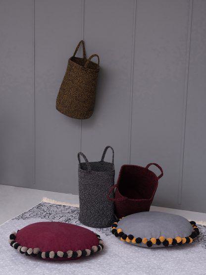 Palamaiki Διακοσμητικο Καλαθι Με Χερουλια 30x45 Home Décor Ran Bordeaux