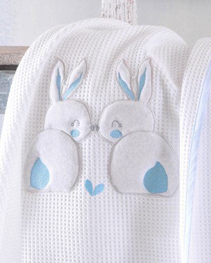 Rythmos Rabbitty Σιελ - Koybeρτα Πικε Με Κεντημα 120X150