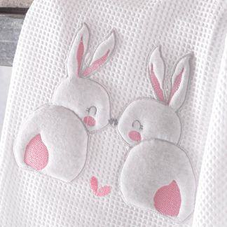 Rythmos Rabbitty Poz - Koybeρτα Πικε Με Κεντημα 120X150 Ροζ