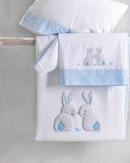 Rythmos Rabbitty Σιελ - Koybeρτα Πικε Με Κεντημα 120X150