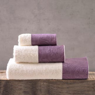 Charisma Μοβ - Σετ Πετσετες 3τεμ. Λευκο-μοβ Σετ 3 Τεμαχιων (30x50, 50x90, 80x150) Συσκευασια Σακουλας