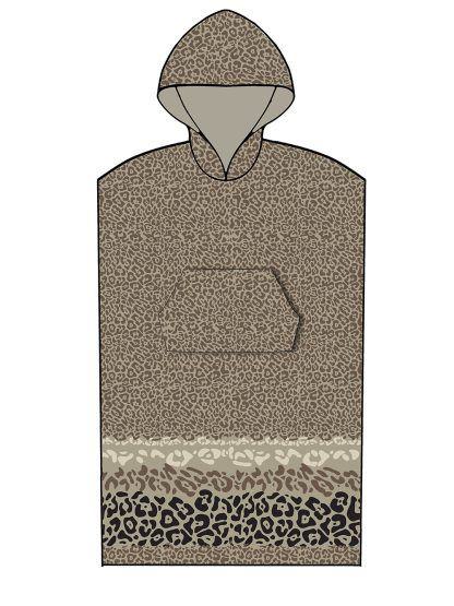 Palamaiki Poncho Θαλάσσης με κουκούλα LEOPARD BROWN Large - X-Large