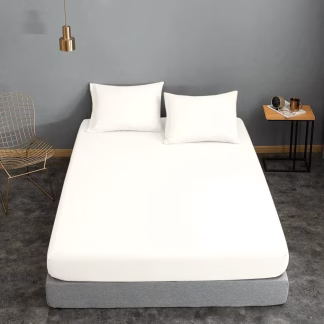 Σεντόνι Cotton Line Μονόχρωμο White Διπλό με λάστιχο 150x200+22