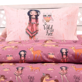 Σετ Μαξιλαροθηκεσ Indian Girl Violet Kids Line