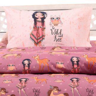 Melinen Home Σετ Μαξιλαροθηκεσ Indian Girl Violet Kids Line 50X70