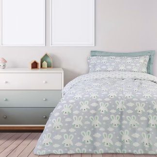 Σετ Παπλωματοθηκη Μονη 4823 Γκρι, Λευκο, Μεντα