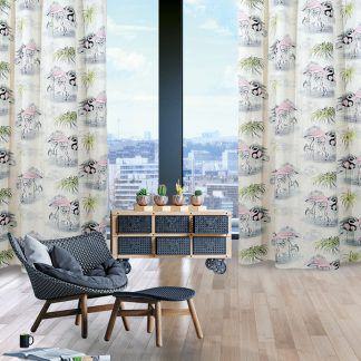Das Home 2063 Κουρτινα 140Χ280 Με Τρουκς Γκρι - Λαχανι - Ροζ Γκρι - Λαχανι - Ροζ