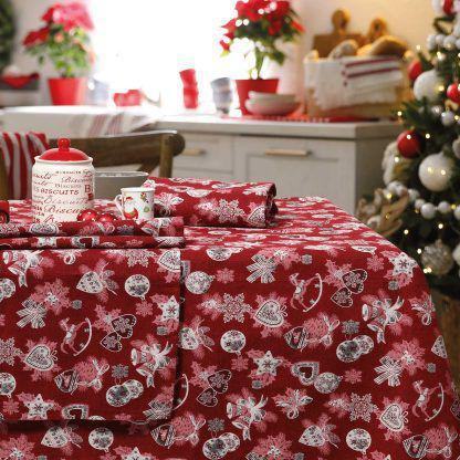 Das Home Christmas Τραπεζομαντηλο 140Χ240 0626 Κοκκινο - Μπεζ Κοκκινο - Μπεζ