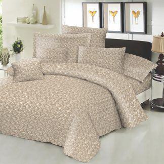 Ζεύγος μαξιλαροθήκες ΚΟΜΒΟΣ Cotton Line Printed Fern Beige 50x70
