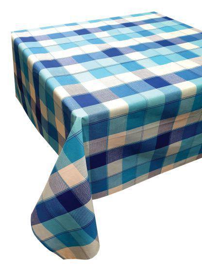 Τραπεζομάντηλο ΚΟΜΒΟΣ Καρό Polycotton Design-3 Turquoise 140x220