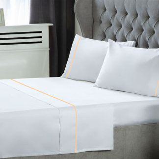 Σετ Σεντόνια Le Blanc Μονόχρωμα με Φυτίλι Polycotton 50/50 TC144 White Μονά με λάστιχο 100x200+35