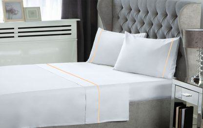 Σετ Σεντόνια Le Blanc Μονόχρωμα με Φυτίλι Polycotton 50/50 TC144 White Μονά με λάστιχο 100x200+35
