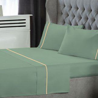 Σετ Σεντόνια Le Blanc Μονόχρωμα  με Φυτίλι Polycotton 50/50 TC144 Green Μονά 170x270