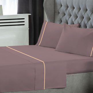 Σετ Σεντόνια Le Blanc Μονόχρωμα  με Φυτίλι Polycotton 50/50 TC144 Wood Rose Μονά 170x270