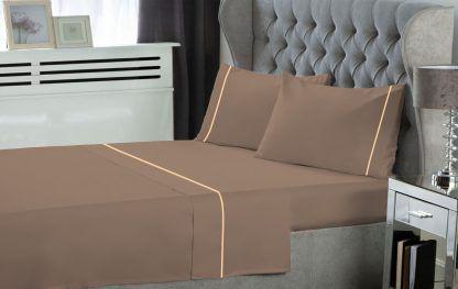 Σετ Σεντόνια Le Blanc Μονόχρωμα με Φυτίλι Polycotton 50/50 TC144 Light Brown Μονά με λάστιχο 100x200+35