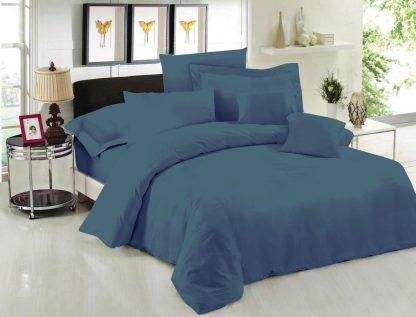 Σεντόνι Μεμονομένο LeBlanc Μονόχρωμο Polycotton 50/50 TC144 Dusty Blue Μονό με λάστιχο 100x200+35