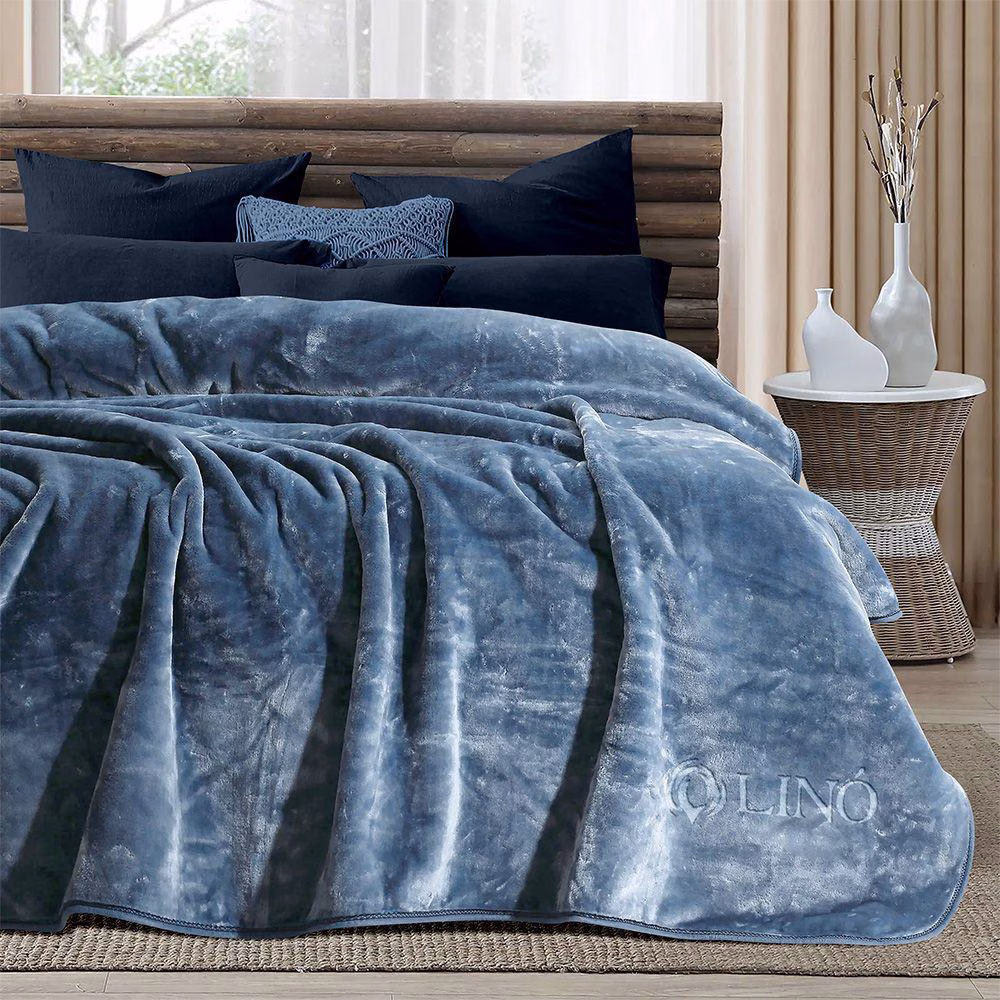 LINO ΚΟΥΒΕΡΤΑ VELLUT BLUE 220X240 LINO ΚΟΥΒΕΡΤΑ VELLUT BLUE 220X240