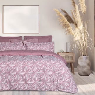 Das Home Σετ Σεντονια Μονα Με Λαστιχο Casual 5408 Λευκο - Ροζ Λευκο - Ροζ