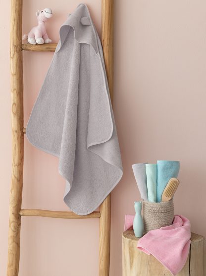 Palamaiki Σετ Πετσετες Βρεφικες 40x60 Baby Bath Robin Fog