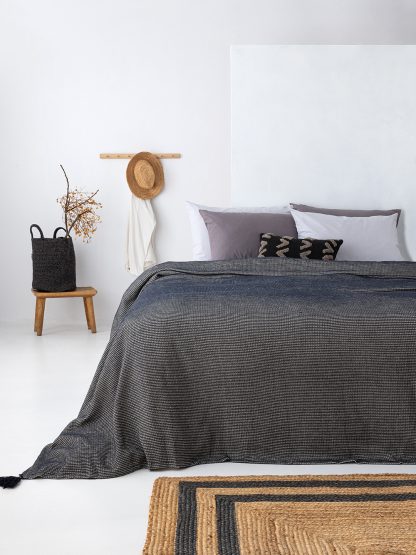 Palamaiki Κουβέρτα Βαμβακερή Υπέρδιπλη 240x260 Kira Midnight