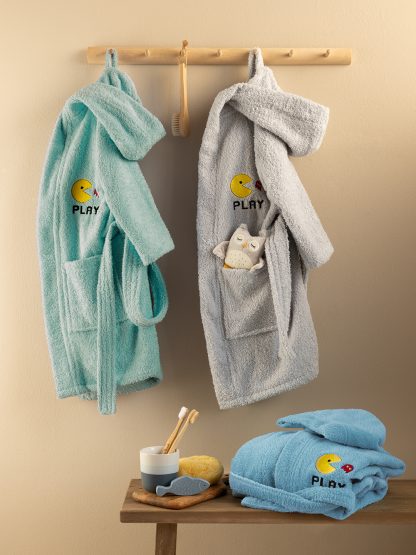 Palamaiki Μπουρνούζι με Κουκούλα Kids Bath PAC GREY 6-8