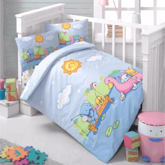 Σετ Σεντόνια Βρεφικά Art 5610 100x150 Γαλάζιο