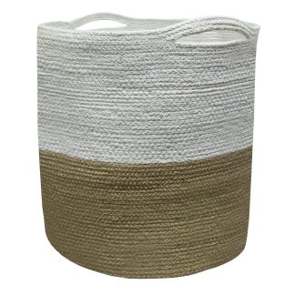 Καλάθι Πλεκτό ΚΟΜΒΟΣ 100% Βαμβάκι Beige - White 40x40