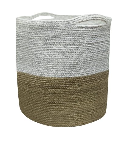 Καλάθι Πλεκτό ΚΟΜΒΟΣ 100% Βαμβάκι Beige - White 40x40